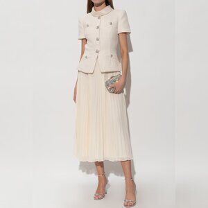 Self-Portrait cream Dress with pleated skirt
